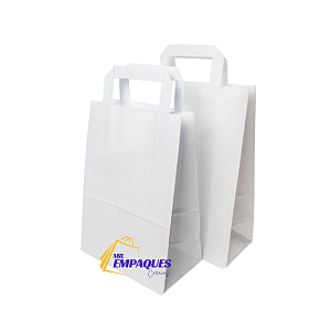 Bolsa kraft asa plana blanco