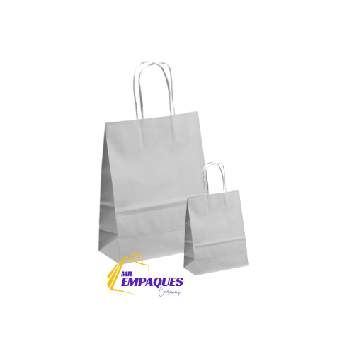 Bolsa kraft con asa blanco